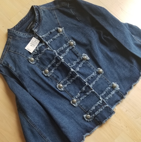 Sz 18/20 Ashley Stewart Military Jean Jacket - Picture 3 of 15